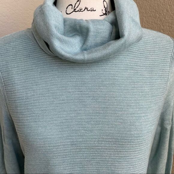 Adrienne Vittadini Turquoise Knit Cowl Neck Sweater Size M - Picture 2 of 14